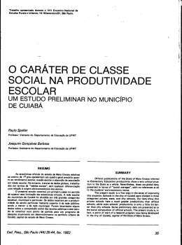 o CAR&Aacute;TER DE cLASSE soclAL NA PRQDUTIVIDADE