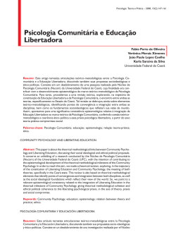 Psicologia Comunitária e Educação Libertadora