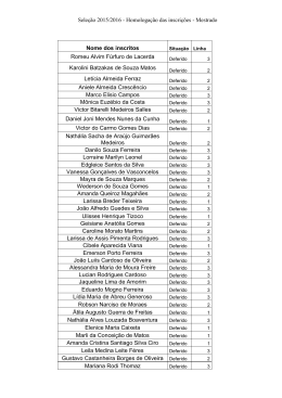 Sele&ccedil;&atilde;o 2015/2016 - Homologa&ccedil;&atilde;o das inscri&ccedil;&otilde;es