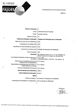 f Critérios de Selecção e Graduação