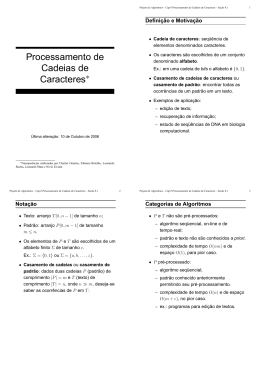 Processamento de Cadeias de Caracteres