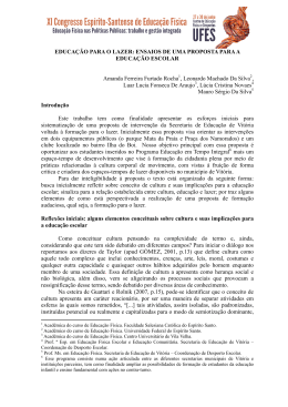 EDUCA&Ccedil;&Atilde;O PARA O LAZER: ENSAIOS DE UMA PROPOSTA