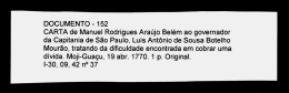 DOCUMENTO - 152 CARTA de Manuel Rodrigues Ara&uacute;jo Bel&eacute;m ao