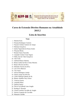 Lista de Inscritos, Direitos Humanos na Atualidade 2015.