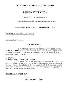 Edi&ccedil;&atilde;o n&ordm; 50, de 12 de dezembro de 2014 - Controladoria