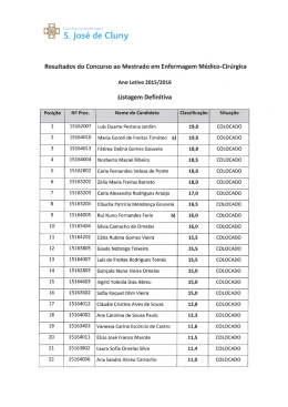 Resultados definitivos do Concurso ao Mestrado em Enfermagem