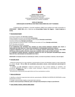 EDITAL N&ordm; 002/2013 CONVOCA&Ccedil;&Atilde;O DE MATR&Iacute;CULA DOS FERAS