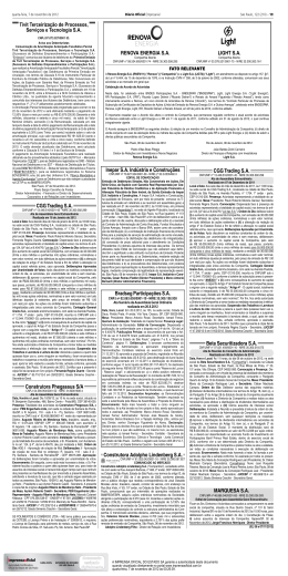 RENOVA ENERGIA SA LIGHT SA Tivit Terceiriza&ccedil;&atilde;o de Processos