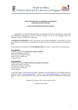 Edital de Convoca&ccedil;&atilde;o Prova Objetiva TURNO