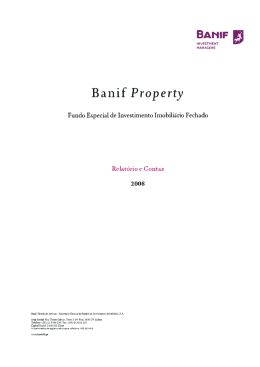 BANIF PROPERTY - Relat&oacute;rio e Contas