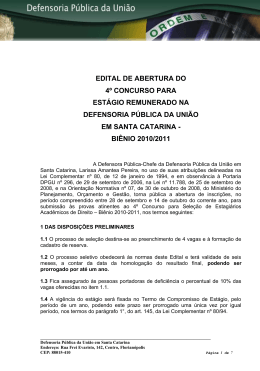 Defensoria P&uacute;blica da Uni&atilde;o - CIEE-SC