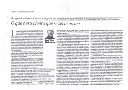 "O que &eacute; este cheiro que se sente no ar?" in P&uacute;blico, 29-11-2011