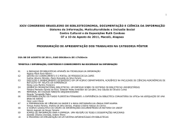programa&ccedil;&atilde;o de apresenta&ccedil;&atilde;o dos trabalhos na categoria