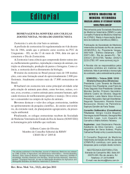 Editorial - Revista Brasileira de Medicina Veterin&aacute;ria