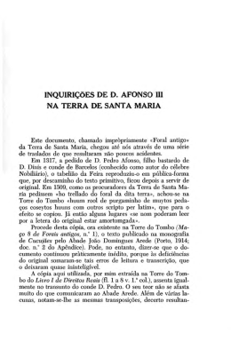 INQUIRIÇÕES DE D. AFONSO III NA TERRA DE SANTA MARIA