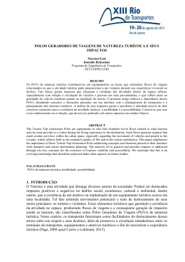 POLOS GERADORES DE VIAGENS DE NATUREZA TUR&Iacute;STICA E