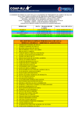 Calendário de Atividades 2014 - Trabalho de campo - COAF