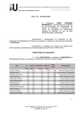 Edital Aprovados Mestrado 2014 - PPU