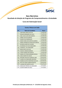Resultado Sele&ccedil;&atilde;o dos Cursos Gratuitos - Sesc Barreiras