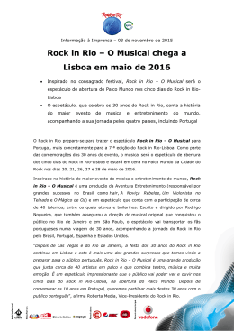 Rock in Rio &ndash; O Musical chega a Lisboa em maio de 2016
