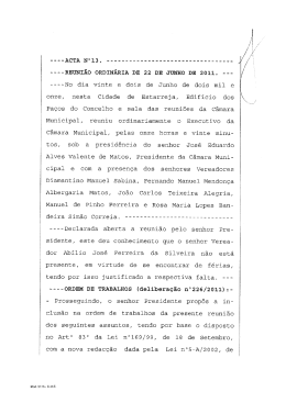 ----AC`I`A N&deg;13 . - C&acirc;mara Municipal de Estarreja