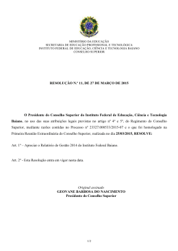 RESOLU&Ccedil;&Atilde;O N.&ordm; 11, DE 27 DE MAR&Ccedil;O DE 2015 O