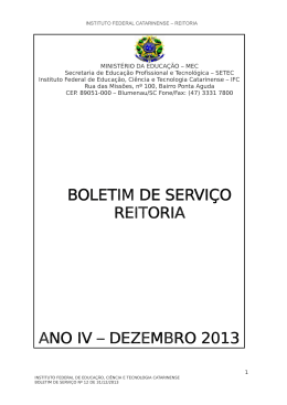 Dezembro 2013 - Portarias & Boletins de Serviço