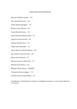 RESULTADO DAS ENTREVISTAS Alexandre Ribeiro da Silva &ndash; 8,5 A