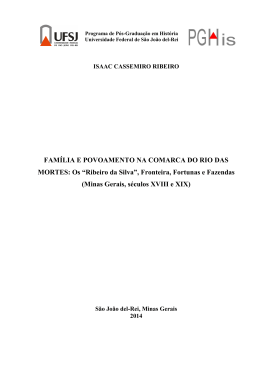 Fam&iacute;lia e povoamento na Comarca do Rio das Mortes: os