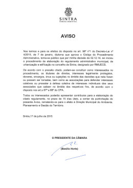 AVISO - Câmara Municipal de Sintra