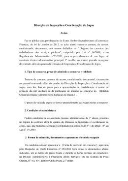 Direc&ccedil;&atilde;o de Inspec&ccedil;&atilde;o e Coordena&ccedil;&atilde;o de Jogos Aviso