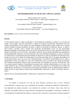 Interdisciplinaridade em sala de aula: reflex&otilde;es e pr&aacute;ticas