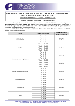 29. Resultado dos Recursos Contra o Gabarito Oficial