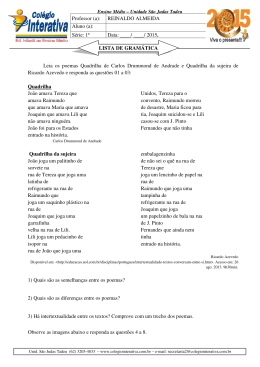 Leia os poemas Quadrilha de Carlos Drummond de Andrade e
