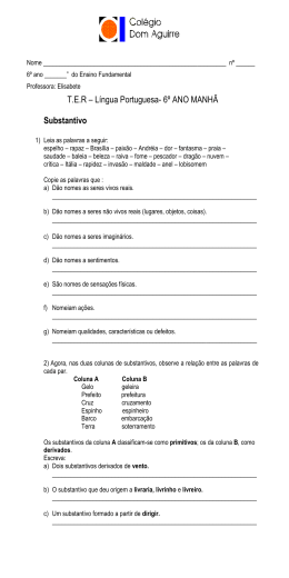 T.E.R – Língua Portuguesa- 6º ANO MANHÃ Substantivo