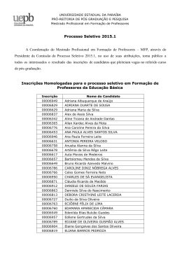 Sele&ccedil;&atilde;o Turma 2015 - Inscri&ccedil;&otilde;es Homologadas