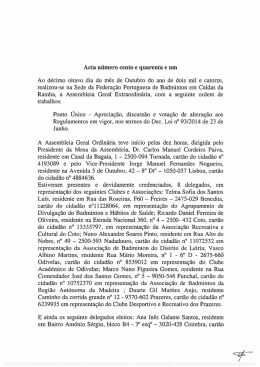 Acta n&uacute;mero cento e quarenta e um Ao d&eacute;cimo oitavo dia do m&ecirc;s de