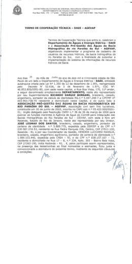TERMO DE COOPERAÇÃO TÉCNICA - DAEE - AGEVAP
