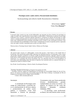 11 Psicologia social e saúde coletiva: Reconstruindo