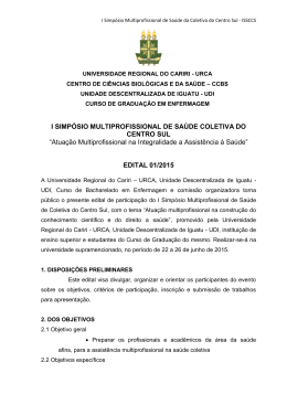 I SIMP&Oacute;SIO MULTIPROFISSIONAL DE SA&Uacute;DE COLETIVA