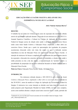 EDUCA&Ccedil;&Atilde;O F&Iacute;SICA E SA&Uacute;DE COLETIVA: RELATO DE UMA