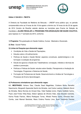 Edital nº 034/2014 - FM/DTA A Diretoria da Faculdade de