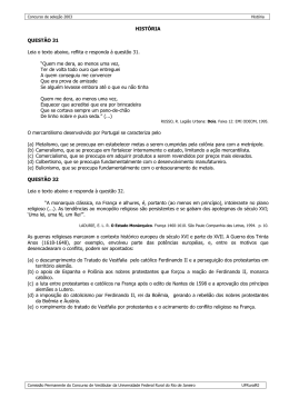 HIST&Oacute;RIA QUEST&Atilde;O 31 Leia o texto abaixo, reflita e responda &agrave;