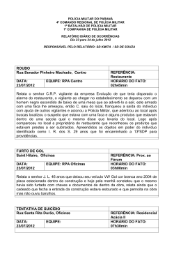ROUBO Rua:Senador Pinheiro Machado, Centro REFER&Ecirc;NCIA