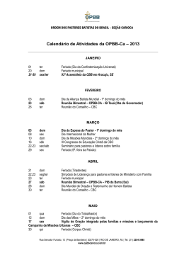 calendário da convenção batista brasileira 2012