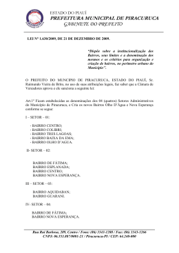 Institucionaliza&ccedil;&atilde;o dos bairros - Prefeitura de Piracuruca-PI