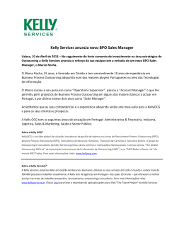 Kelly Services anuncia novo BPO Sales Manager