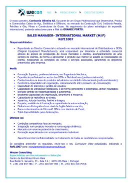SALES MANAGER- INTERNATIONAL MARKET (M/F