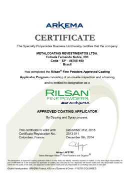 certificate - Metalcoating Revestimentos
