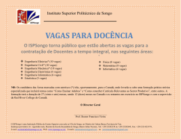 VAGAS PARA DOCÊNCIA - instituto superior politécnico de songo